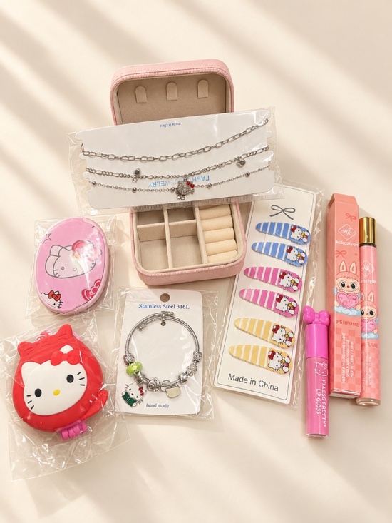Other - Hello Kitty-Themed Accessory Bundle | Jewelry Case, Hair Clips & Beauty